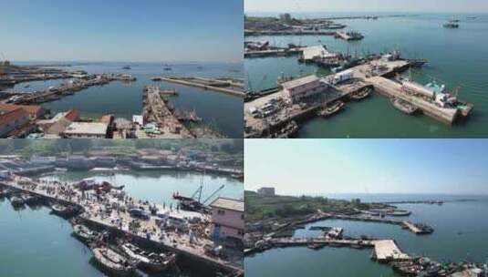 渔村 港口 码头 渔民 大海 渔船高清在线视频素材下载