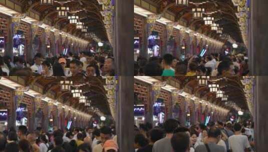 都江堰南桥风貌与行人高清在线视频素材下载