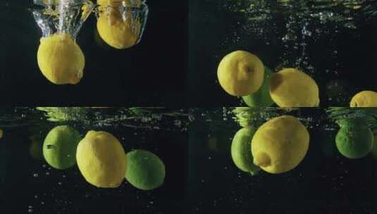 柠檬入水慢动作青柠慢动作入水高清在线视频素材下载