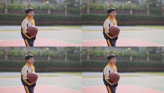 男孩打篮球 体育运动 锻炼 球场高清在线视频素材下载