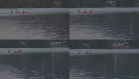 地拍武汉东湖皮划艇运动员高清在线视频素材下载
