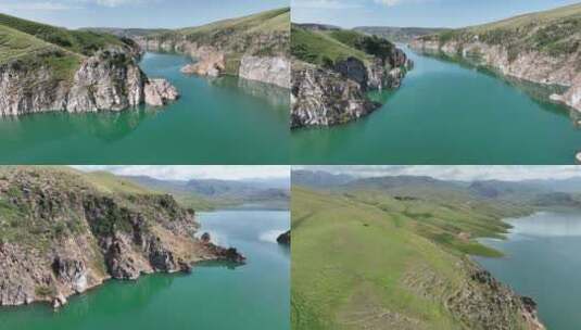 新疆吉林台水库航拍高清在线视频素材下载