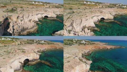 塞浦路斯阿依纳帕洛基海滨海洞鸟瞰图高清在线视频素材下载