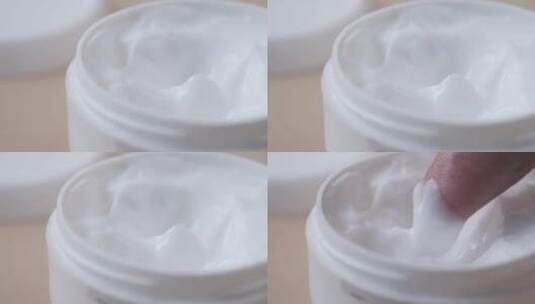 白色容器中的美容霜特写高清在线视频素材下载