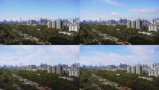 深圳南山宝安早晨蓝天白云变化的延时空镜高清在线视频素材下载
