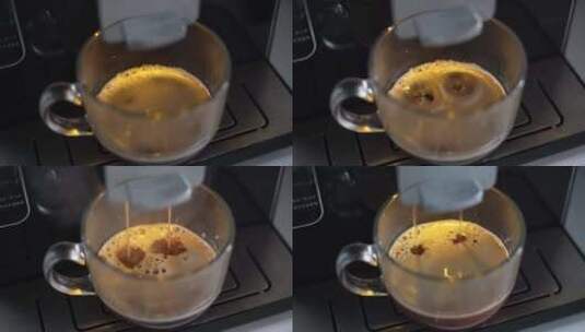 早餐冲咖啡现磨咖啡机一杯咖啡4K高清在线视频素材下载