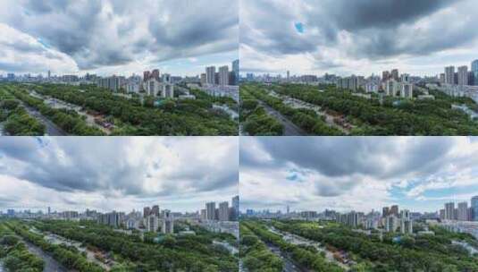 阴天的深圳南山区和宝安城市风光延时高清在线视频素材下载