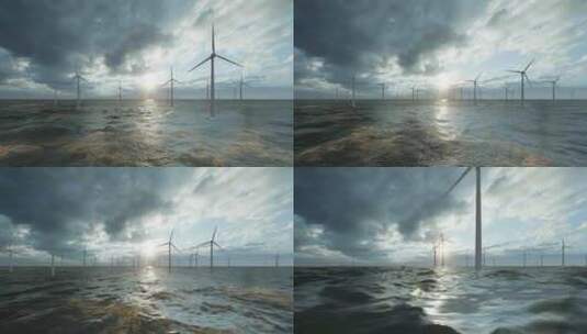 大海风力发电能源高清在线视频素材下载