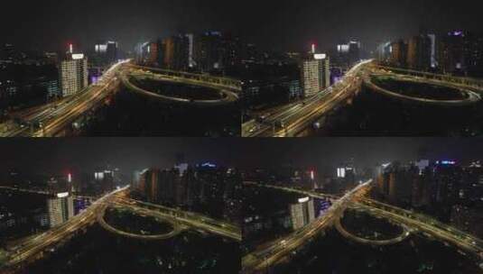 夜晚城市中的上海高架桥高清在线视频素材下载
