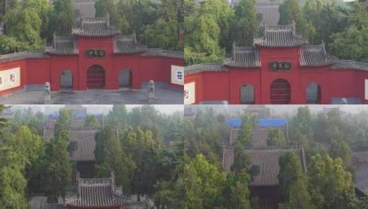 河南洛阳白马寺晨曦云雾航拍高清在线视频素材下载