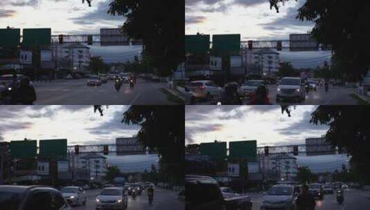 东南亚泰国老挝缅甸越南城市晚霞落日高清在线视频素材下载