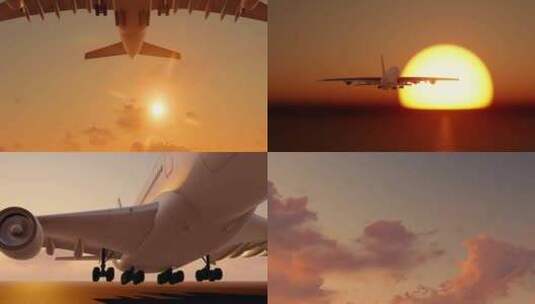 4K飞机凌日 飞机飞过天空高清在线视频素材下载