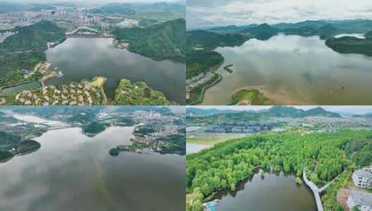 杭州临安区青山湖航拍高清在线视频素材下载