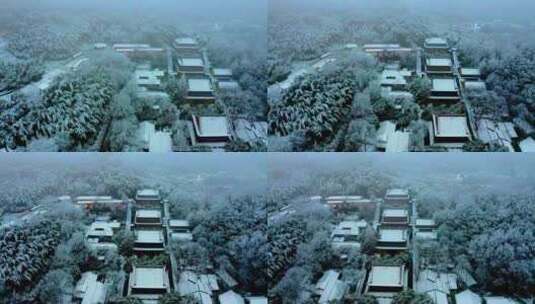 杭州雪景风光法喜寺下雪空镜高清在线视频素材下载