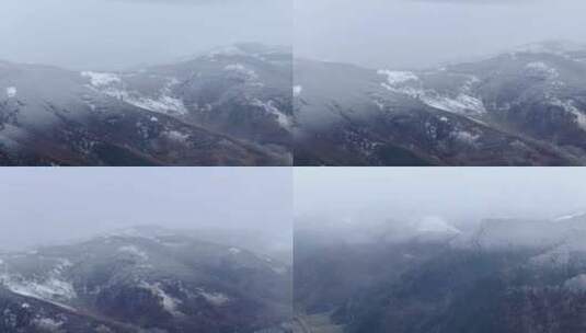 五台山山脉雪景航拍高清在线视频素材下载