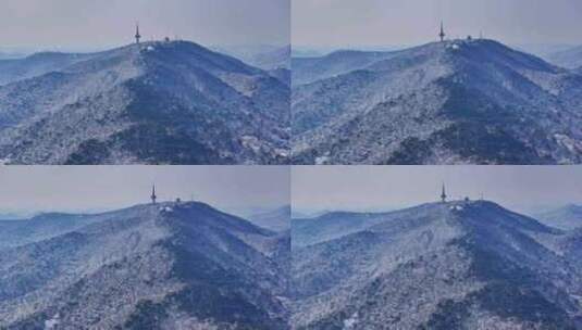 长沙岳麓山雪景航拍高清在线视频素材下载