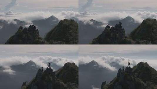 信宜茶山镇公婆石，十二灶顶云海航拍高清在线视频素材下载