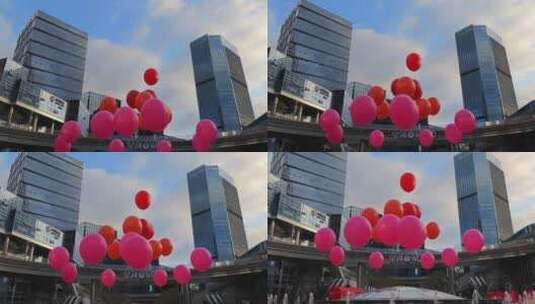 气球喜气大厦景观装饰高清在线视频素材下载
