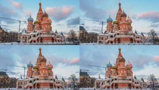莫斯科红场建筑延时摄影高清在线视频素材下载