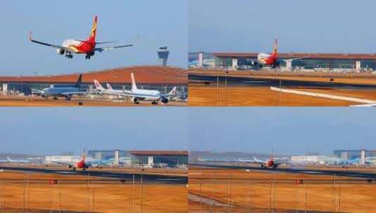 海南航空飞机在首都机场飞机降落高清在线视频素材下载