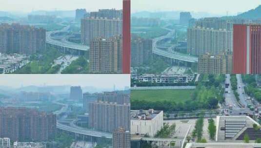 浙江省杭州市临平区望梅高架路车流城市风景高清在线视频素材下载