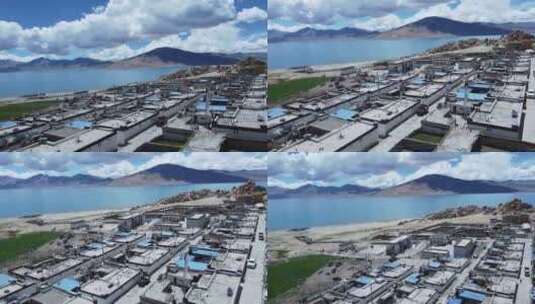 4k航拍西藏佩枯措拉普村风光高清在线视频素材下载