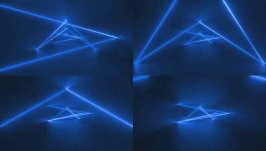混凝土上的蓝色霓虹灯三角形高清在线视频素材下载