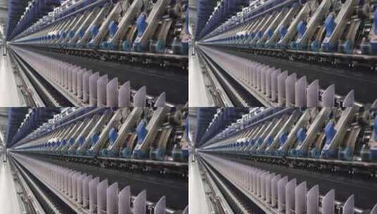 纺纱厂生产丝麻织物线及合成纤维的自动化工高清在线视频素材下载