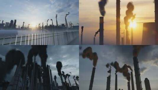 工厂二氧化碳排放和大气污染高清在线视频素材下载