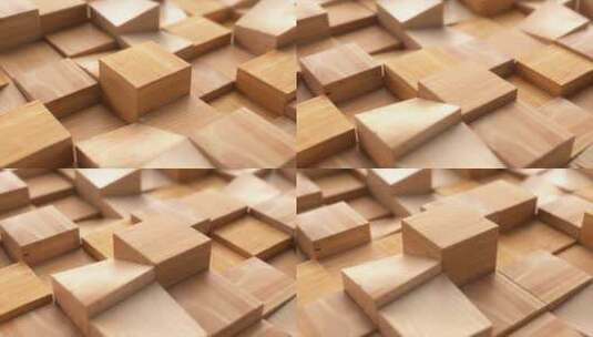 木制方块部分的马赛克随机上升和下降高清在线视频素材下载
