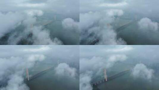 武汉杨泗港长江大桥云海航拍高清在线视频素材下载