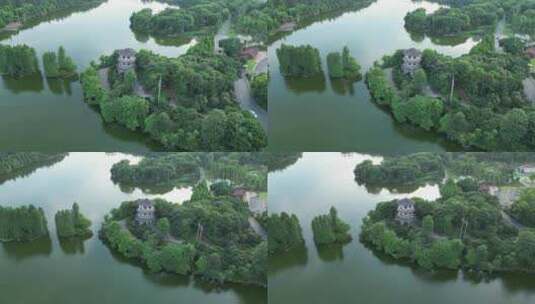 航拍衡阳南湖公园风光美景高清在线视频素材下载