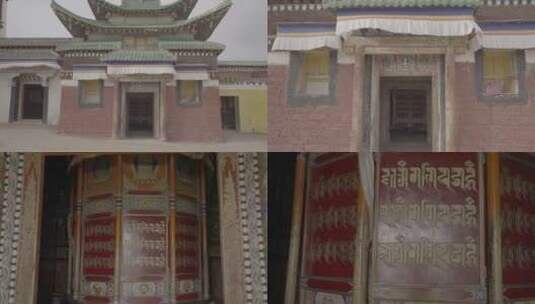 川西西藏寺庙转经筒高清在线视频素材下载