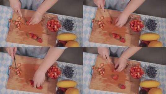 切草莓水果高清在线视频素材下载