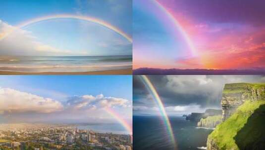 彩虹城市唯美天空瀑布高清在线视频素材下载