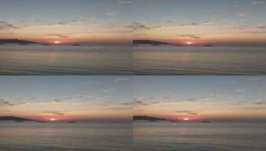 竖版航拍海边日落晚霞夕阳实拍高清在线视频素材下载