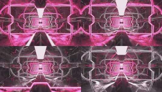 用霓虹灯飞过红色隧道的未来派动画高清在线视频素材下载