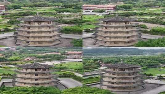 竖屏航拍福建莆田南山广化寺释迦文佛塔高清在线视频素材下载