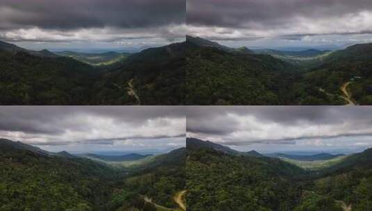 空中景观运动延时，云和蓝天全景在山上移高清在线视频素材下载