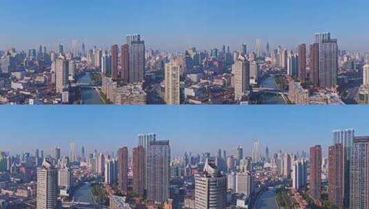 4k实时航拍上海外滩苏州河日出高清在线视频素材下载