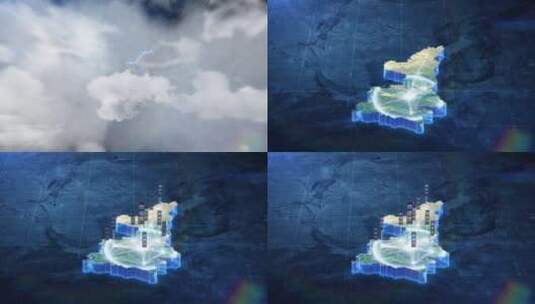 24 科技蓝暗调三维卫星地图 - 陕西省高清AE视频素材下载