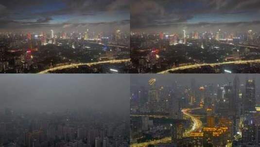 上海梅雨季 天空航拍  夜景延时高清在线视频素材下载