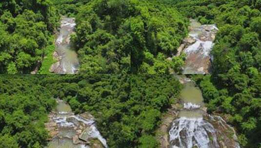 航拍深圳马峦山碧岭瀑布群风光高清在线视频素材下载