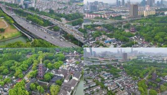 江苏苏州市姑苏区寒山寺风景风光航拍江南水高清在线视频素材下载