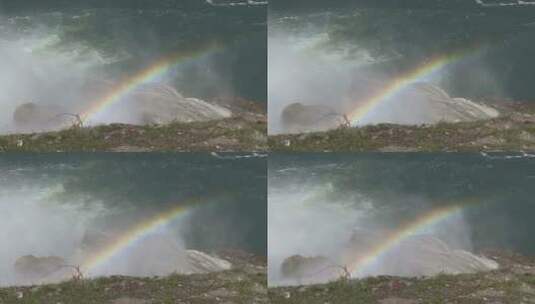 纽约尼亚加拉瀑布与彩虹高清在线视频素材下载