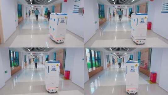 医院药品物流机器人高清在线视频素材下载