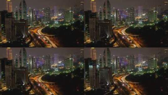 夜间繁忙的城市高速公路高清在线视频素材下载
