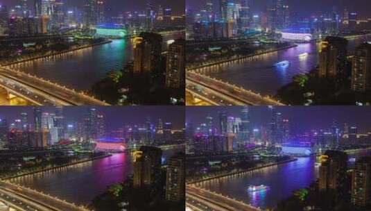 广州海上交通夜景高清在线视频素材下载