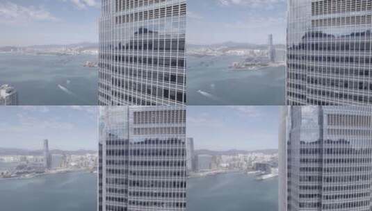 航拍香港CBD发达的现代商务建筑摩天大楼高清在线视频素材下载