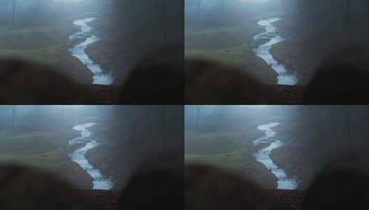 航拍下的河流小溪高清在线视频素材下载